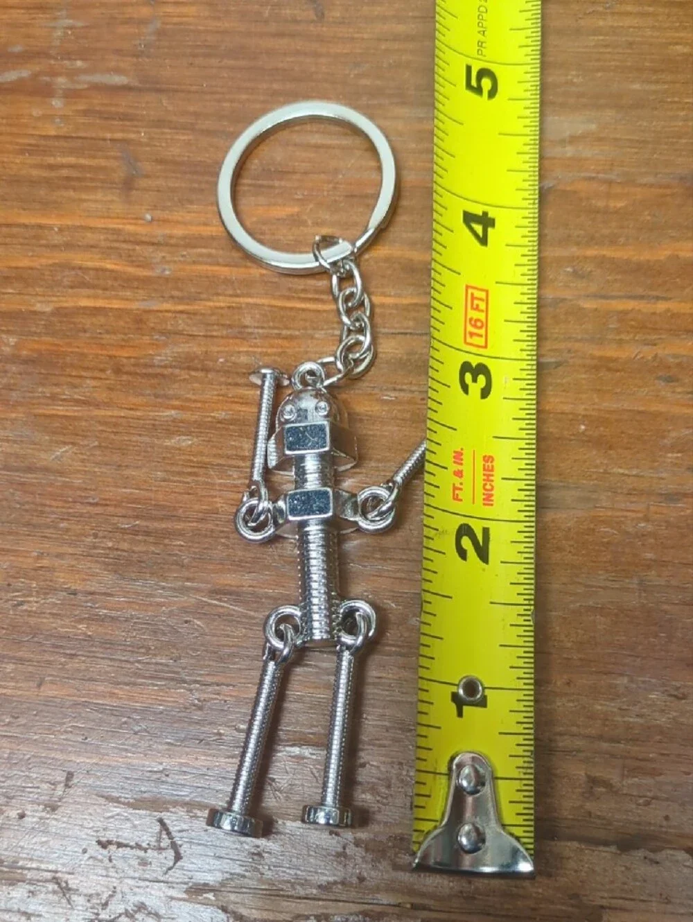Silver Metal Nut & Bolt Robot Keychain - Men Accessories Engineer Gift